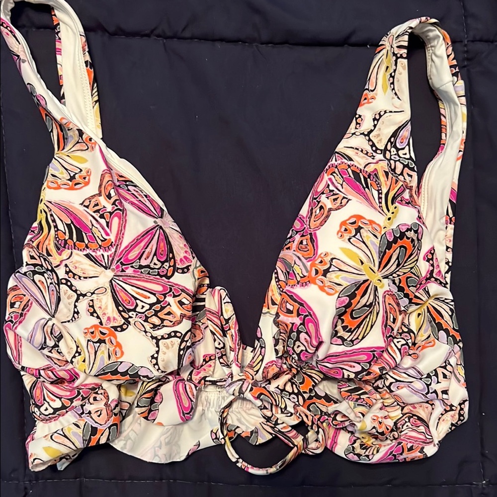 Anthropologie Multicolor Butterfly Bikini Top